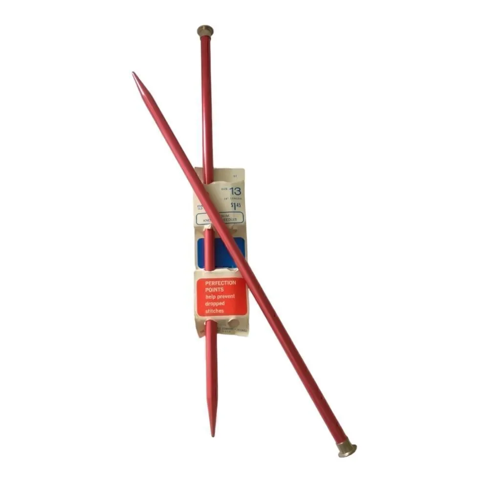 Boye‎ Aluminum Knitting Needles Size 13 Perfection Single Point 14 Inch Vintage.